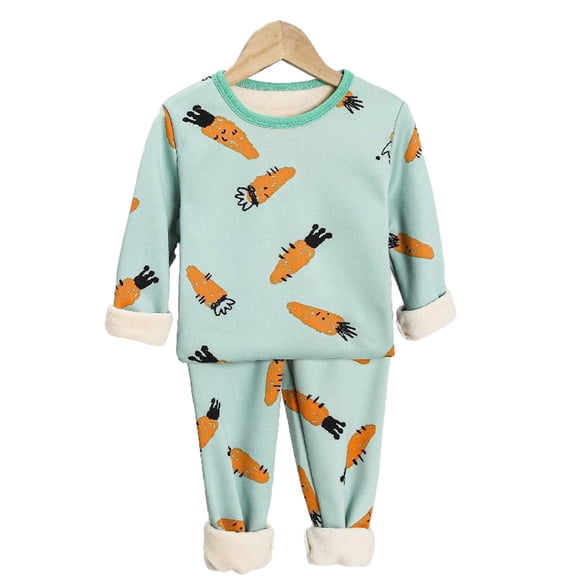 LYMAYTER Boys Girls Fleece Underwear Outfits Toddler Fall Winter Thermal Underwear Pants Set for 1-12 T