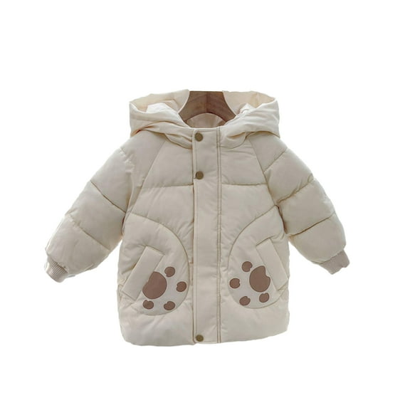 LYMAYTER Boys Girls Hooded Jacket Toddler Thickened down Cotton Outerwear Fall Winter Cartoon Warm Jacket for 1-6Y
