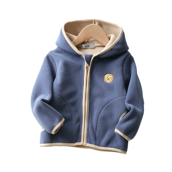 LYMAYTER Boys Girls Hoodie Jacket Toddler Cute Cartoon Outwear for Kids Baby Fall Winter Zipper Cardigan Coats 1-9 Years