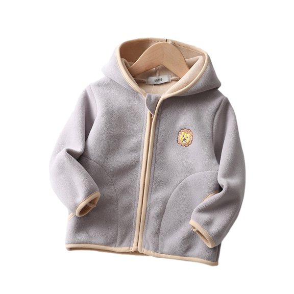LYMAYTER Boys Girls Hoodie Jacket Toddler Cute Cartoon Outwear for Kids Baby Fall Winter Zipper Cardigan Coats 1-9 Years