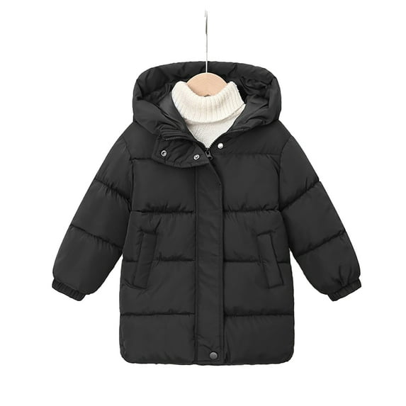 LYMAYTER Boys Girls Jacket for Kids Toddler Solid Color Warm Outerwear Teen Medium-Length Casual Coats 3-10+ Years