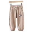 thumbnail image 1 of LYMAYTER Boys Girls Pants Kids Casual Sweatpants Elastic Waist Drawstring Comfortable Soft Spring Autumn Daily Wear, 1 of 8