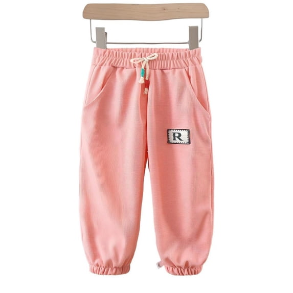 LYMAYTER Boys Girls Pants Kids Casual Sweatpants Elastic Waist Drawstring Comfortable Soft Spring Autumn Daily Wear