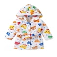 thumbnail image 1 of LYMAYTER Boys Girls Robe Toddler Hooded Cartoon Embroidery Soft Fleece Bathrobe Pajamas 1-7 Years, 1 of 7