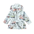 thumbnail image 1 of LYMAYTER Boys Girls Robe Toddler Hooded Cartoon Embroidery Soft Fleece Bathrobe Pajamas 1-7 Years, 1 of 7