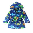 thumbnail image 1 of LYMAYTER Boys Girls Robe Toddler Hooded Cartoon Embroidery Soft Fleece Bathrobe Pajamas 1-7 Years, 1 of 6