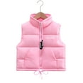 thumbnail image 1 of LYMAYTER Boys Girls Stand Collar Vest Kids Toddler Warm Waistcoat Jacket Fall Winter down Cotton Vest Outer for 2-12 Years, 1 of 9