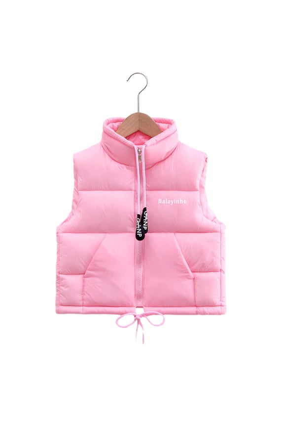 Boys Girls Stand Collar Vest Kids Toddler Warm Waistcoat Jacket Fall Winter down Cotton Vest Outer for 2-12 Years
