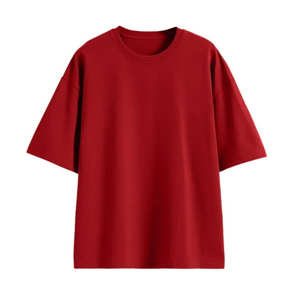 LYMAYTER Boys Girls Tees Tops Kids for Toddler Solid Colours T-Shirt Pullover Teen Short Sleeve Drop Shoulder T-Shirt for 3-14Y