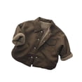 thumbnail image 1 of LYMAYTER Boys Girls Warm Jacket for Kids Baby Fleece Shirts Outerwear Toddler Lapel Padded Shirts Coats 1-8 Years, 1 of 9