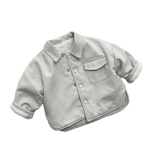 LYMAYTER Boys Girls Warm Jacket for Kids Baby Fleece Shirts Outerwear Toddler Lapel Padded Shirts Coats 1-8 Years