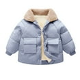thumbnail image 1 of LYMAYTER Boys Girls Warm Jacket for Kids Toddler Thickened down Cotton Outerwear Boys Fall Winter Long Sleeve Fleece Jacket for 1-6Y, 1 of 9