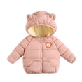 thumbnail image 1 of LYMAYTER Boys Girls Winter Jacket Infant Hooded Cotton Thickened Outerwear Toddler Fleece Cute Coats for 9 Months - 4 Years, 1 of 8