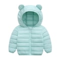 thumbnail image 1 of LYMAYTER Boys Girls down Cotton Coats Kids Fall Winter Long Sleeves Printed Jacket Toddler Ears Hooded Warm Outerwear for 1-7 Years, 1 of 9