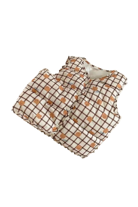 Boys Girls down Cotton Vest for Kids Baby Fall Winter Cute Waistcoat Toddler Printed Sleeveless Jacket for 1-6 Years