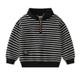 thumbnail image 1 of LYMAYTER Boys Soft Sweatshirt Spring Fall Striped Sweatsuit Toddler Solid colors Long Sleeve Sweater for 2-8 Years, 1 of 9