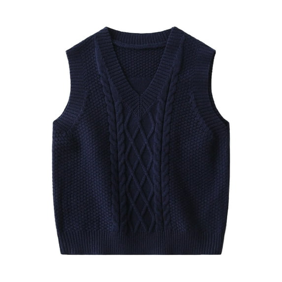 LYMAYTER Boys Spring Fall Vest for Kids Baby Solid Colors V-Neck Waistcoat Toddler Sleeveless Tank Sweaters 2-7 Years