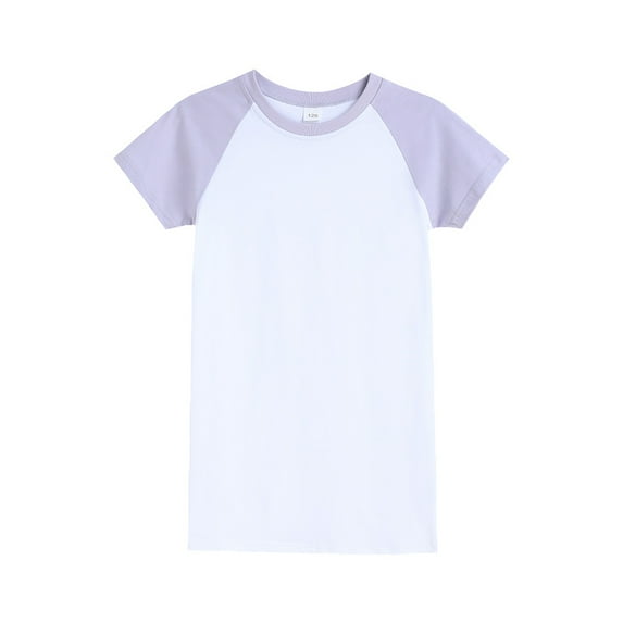 LYMAYTER Cotton Nightgowns for Girl's Youth Kids Short Sleeve Sleepwear Dress Toddler Comfy Princess Sleep Shirts Round Neck Loungewear Pajamas for 3-14Y