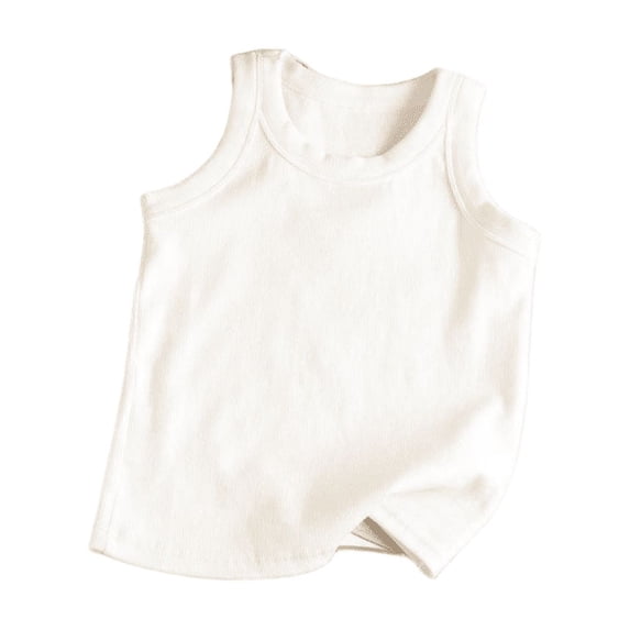 LYMAYTER Cotton Sleeveless Tank Top for 3-14Y Boys Girls Solid Color Soft Comfortable Casual Daily Undershirt