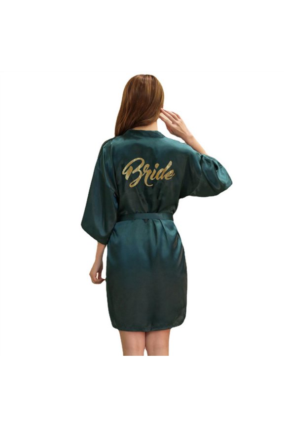 Fashion Robe for Women New Gold Lettered Kimono Lightweight Bridesmaid Sleepwear Bathrobe S-2XL