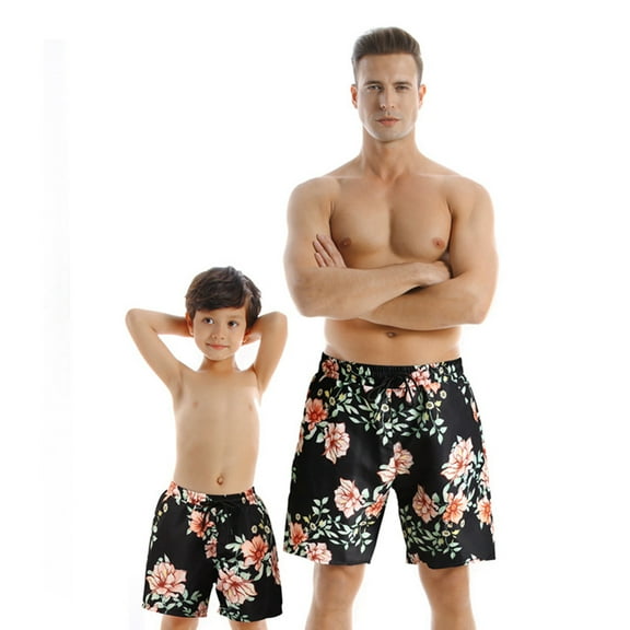 LYMAYTER Father Son Matching Swim Trunks Family Matching Swimwear Daddy and Me Swim Set