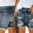 thumbnail image 1 of LYMAYTER Female Denim Shorts for S-2XL High Waisted Ripped Women Jeans Shorts Water Washing Jeans Shorts with Pockets, 1 of 8