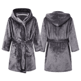 thumbnail image 1 of LYMAYTER Flannel Hooded Bathrobe for Toddler Boys Solid Color Soft Warm Robe Casual Home Wear Robe for 2-12Y Kids, 1 of 10