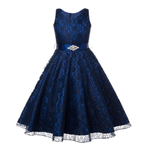 LYMAYTER Flower Girl Summer Dresses Kids Toddler Sleeveless Lace Princess Dress Fluffy Wedding Party Gown for 2-12 T