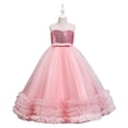 thumbnail image 1 of LYMAYTER Flower Girls Lace Tulle Dresses Kids Baby Sleeveless Wedding Dress for 4-12 Years Toddler Sweet Party Gown, 1 of 9