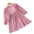 thumbnail image 1 of LYMAYTER Girl Spring Autumn Dress Solid Color Round Neck Long Sleeve Dresses Kids A Line Swing Dress 2-7Y, 1 of 8