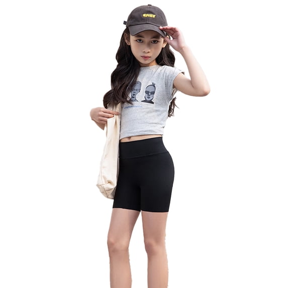 LYMAYTER Girls Athletic Bike Shorts Kids with Compression for Soccer Dance Yoga Running Workouts 3-14Y