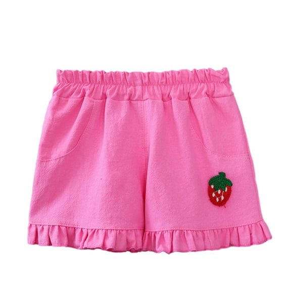 LYMAYTER Girls Baby Cotton Shorts Toddler Elastic Waist Shorts Pants Summer Print Shorts for 1-5 Years