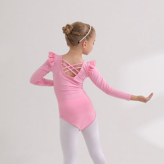 LYMAYTER Girls Basic Dance Leotard Kids Long Sleeve for 3Y-11Y Toddler Ballet Gymnastics