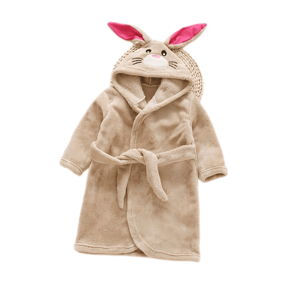 LYMAYTER Girls Boys Flannel Robe Girls Hooded Bathrobe Toddlers Soft Fuzzy Pajamas for Kids 1-12Y