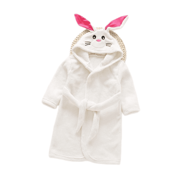 LYMAYTER Girls Boys Flannel Robe Girls Hooded Bathrobe Toddlers Soft Fuzzy Pajamas for Kids 1-12Y