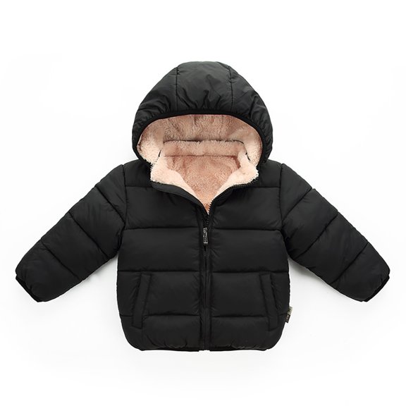 LYMAYTER Girls Boys Jacket for Kids Baby Winter Fleece Long Sleeves Outerwear Toddler Thicken Warm Coat for 6 Months - 8 Years