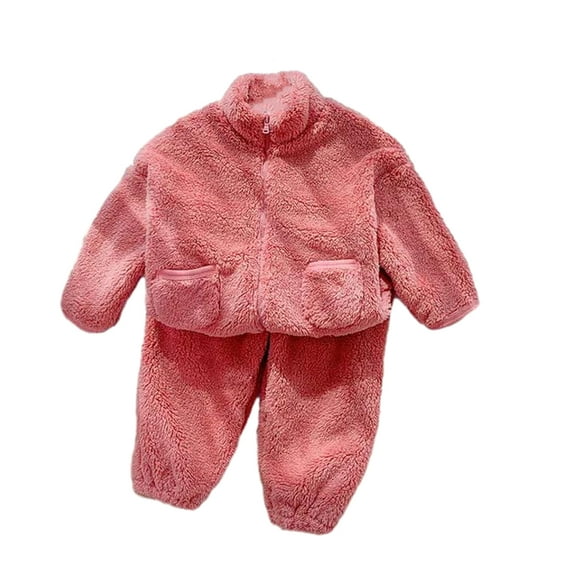 LYMAYTER Girls Boys Pajamas Outfit Kids Toddler Fleece Sleepwear Tops   Pants Fall Winter Thickened Warm Loungewear 1 Set for 1-12 Years