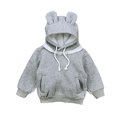 thumbnail image 1 of LYMAYTER Girls Boys Sweatshirt for Kids Infant Solid Color Sweatsuit Spring Fall Hooded Pullover Shirt 9 Months - 4 Years, 1 of 9