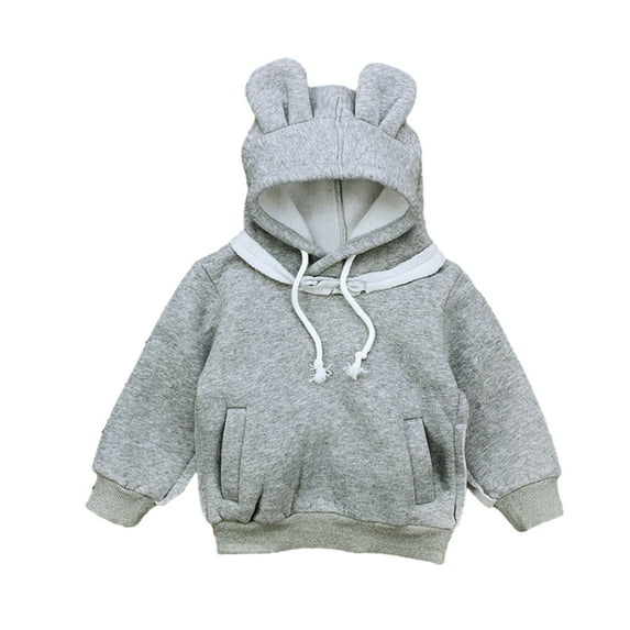 LYMAYTER Girls Boys Sweatshirt for Kids Infant Solid Color Sweatsuit Spring Fall Hooded Pullover Shirt 9 Months - 4 Years