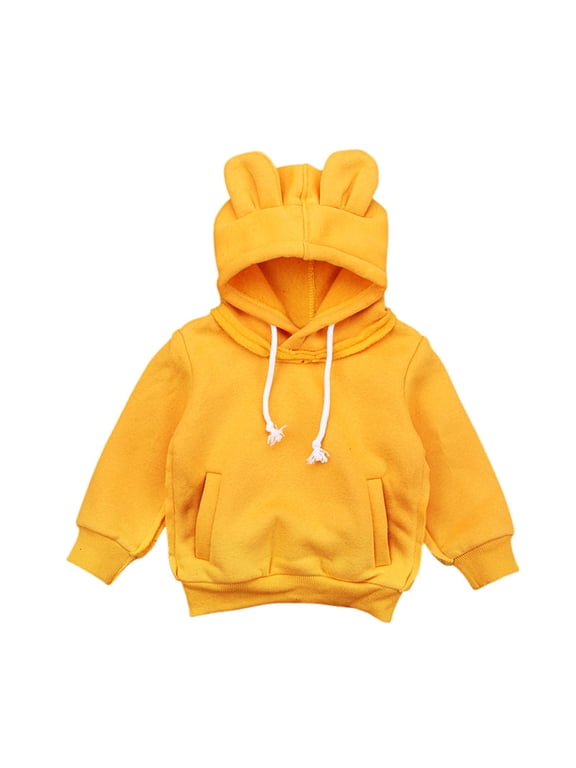 Girls Boys Sweatshirt for Kids Infant Solid Color Sweatsuit Spring Fall Hooded Pullover Shirt 9 Months - 4 Years