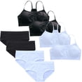 thumbnail image 1 of LYMAYTER Girls Breathable Training Bra Set Teen Girls Solid Camisole High Waist Panties Daily Wear Underwear, 1 of 7
