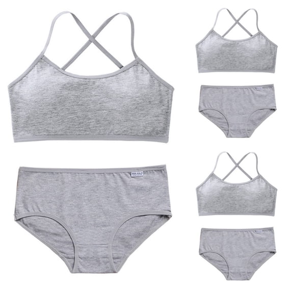 LYMAYTER Girls Comfort Wirefree Training Bras Seamless Cami Bralette And Underwear Set