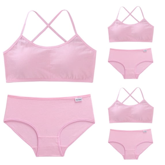 LYMAYTER Girls Comfort Wirefree Training Bras Seamless Cami Bralette And Underwear Set