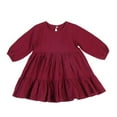 thumbnail image 1 of LYMAYTER Girls Cotton Princess Dress for Kids Baby Elastic Waist Casual Dresses Spring Fall Solid Color Dresses for 2-6 Years, 1 of 9