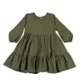thumbnail image 1 of LYMAYTER Girls Cotton Princess Dress for Kids Baby Elastic Waist Casual Dresses Spring Fall Solid Color Dresses for 2-6 Years, 1 of 9