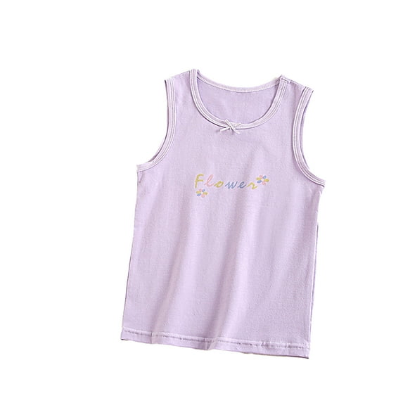 LYMAYTER Girls Cotton Tank Undershirts for Kidstoddler Cute Printed Sleeveless Bottoming Shirt (Multipack) for 3-8 T