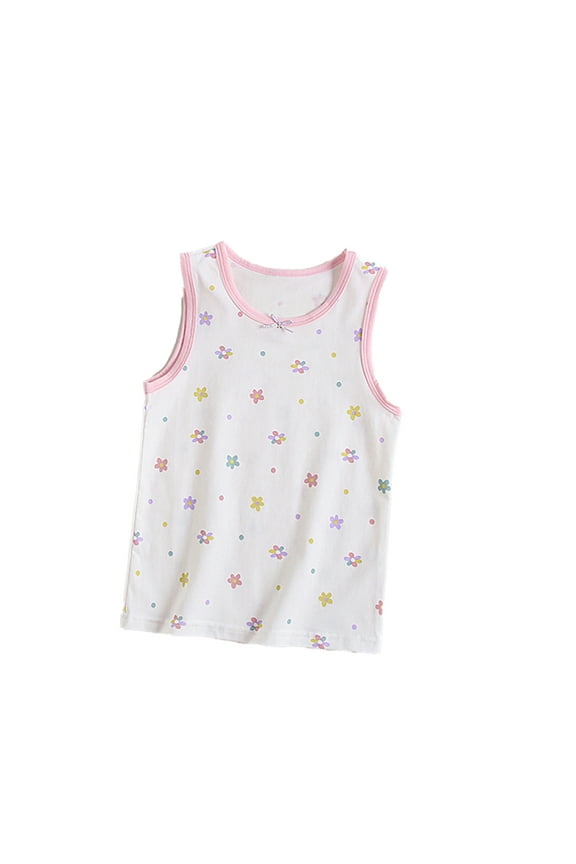 Girls Cotton Tank Undershirts for Kidstoddler Cute Printed Sleeveless Bottoming Shirt (Multipack) for 3-8 T