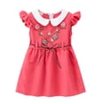 thumbnail image 1 of LYMAYTER Girls Dresses for Kids Princess Dresses Toddler Doll Collar Dress Add a Hat 1-6 Years Baby Summer Cute Print Dress, 1 of 9