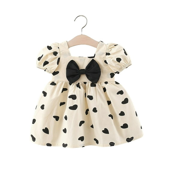 LYMAYTER Girls Infant Princess Dresses Summer Short Sleeve Tutu Skirt Baby Cute Bowknot Dress for 6 Months - 3 Years
