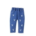 thumbnail image 1 of LYMAYTER Girls Jeans Pants for Kids Baby Printed Casual Denim Pants Toddler Summer Elastic Waist Loose Trousers for 1-6 Years, 1 of 10